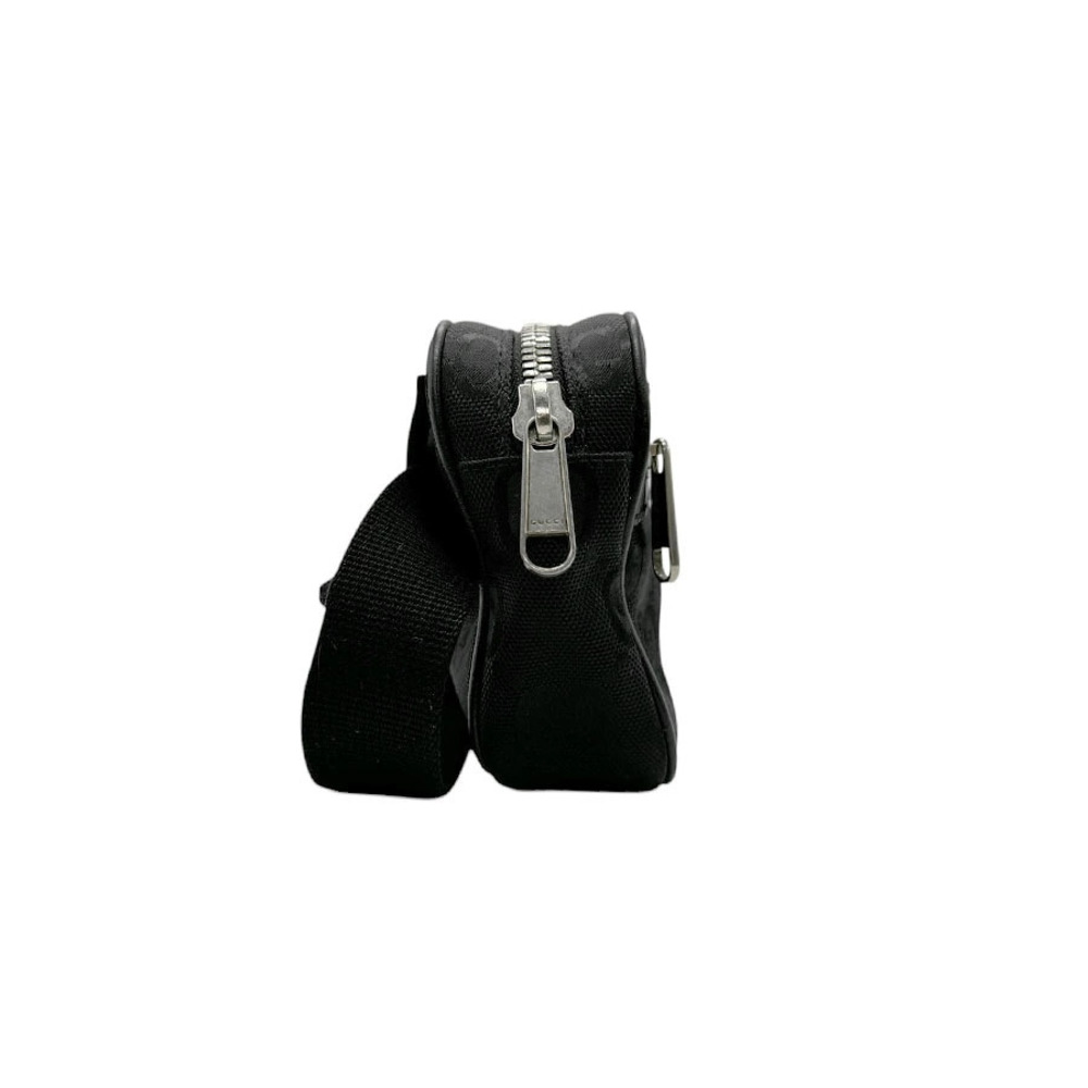 Gucci Silver Crossbody Body Waist Belt Bum Black Bag